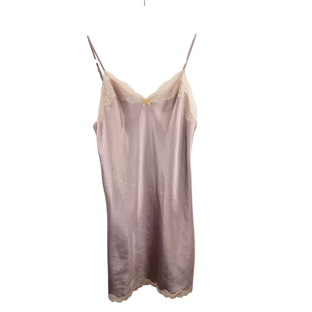 VTG Victoria's Secret Slip Dress S/P Lace Trim Satin Cami‎ Mini Lavender Fairy